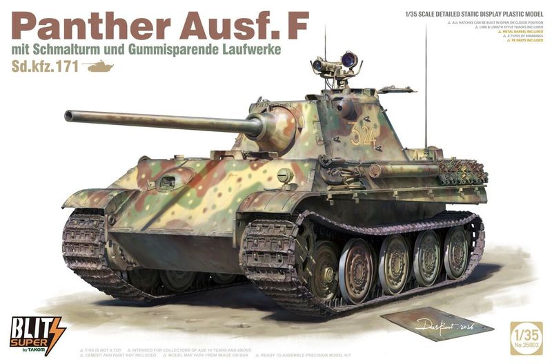 TAKOM TAK35003 1/35 Sd.kfz. 171 Panther Ausf. F w/ Schmalturm + gummisparendem Laufwerk