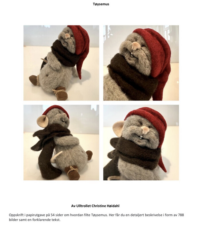 Oppskrift i PDF Tøysemus Høyde 14cm Oppskrift i PDF Tøysemus Høyde 14cm