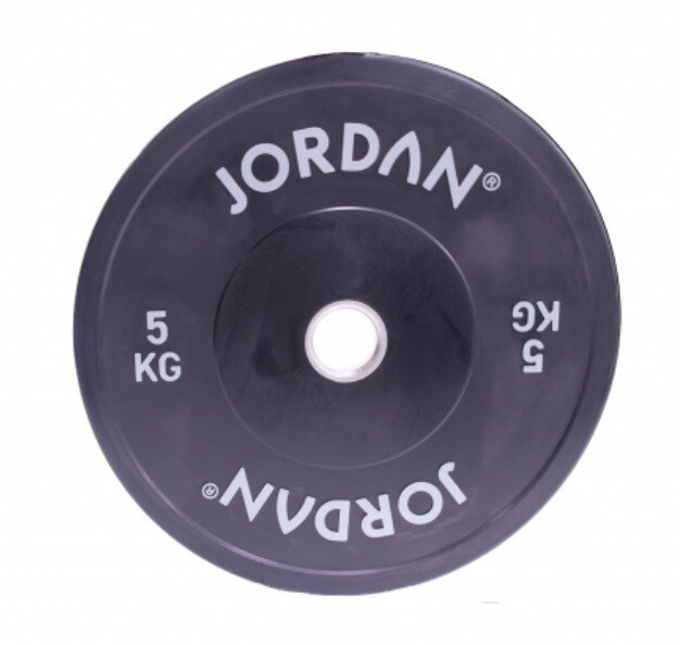 Jordan Fitness 5Kg HG Coloured Rubber Bumper Plate - Black (x1)