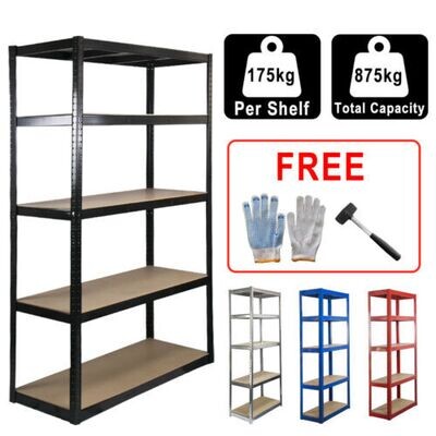 5 Tier x 175kg Garage Storage Shelves Racking Shed Boltless shelving Warehouse