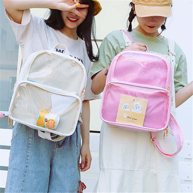 Kawaii Cute Ita Bag Backpack Double Clear Windows, Ita Backpack With Pockets, Enamel Pin Display, Genshin Ita Bag İta Bag Insert For Pins