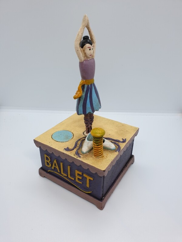 BALLET DANCER CAST IRON MECHANICAL MONEY BANK