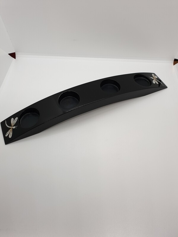DRAGONFLY LAQUER TEALIGHT CANDLE HOLDER BLACK