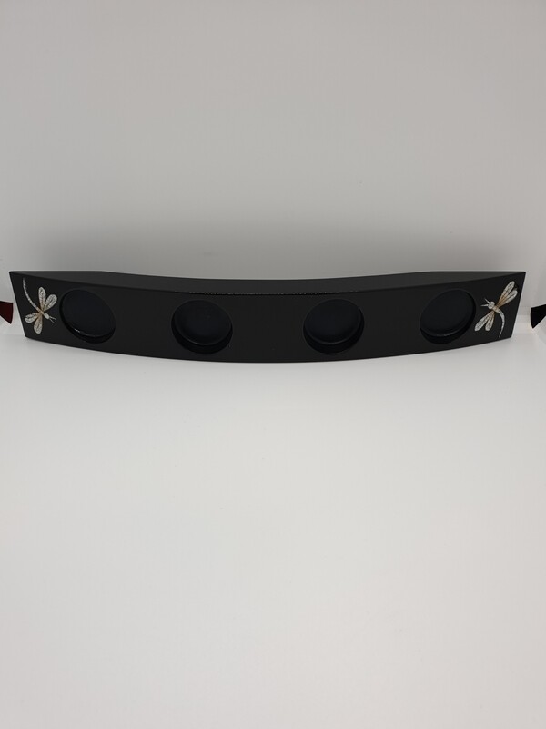 DRAGONFLY LAQUER TEALIGHT CANDLE HOLDER BLACK