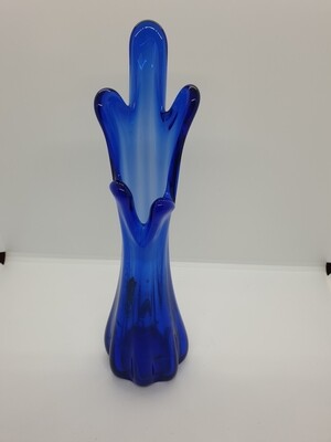 ART GLASS BLUE FINGER VASE