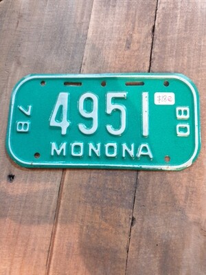 U.S.A BICYCLE NUMBER PLATE MONONA