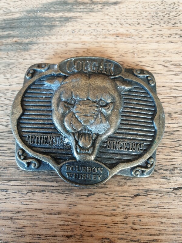 COUGAR BOURBON WHISKEY BELT BUCKLE