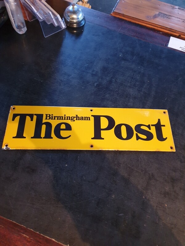 THE BIRMINGHAM POST ORIGINAL ENAMEL SIGN