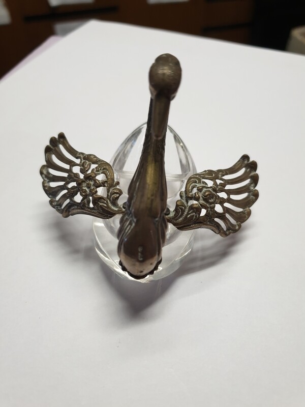 835 SILVER & GLASS SWAN SALT CELLAR