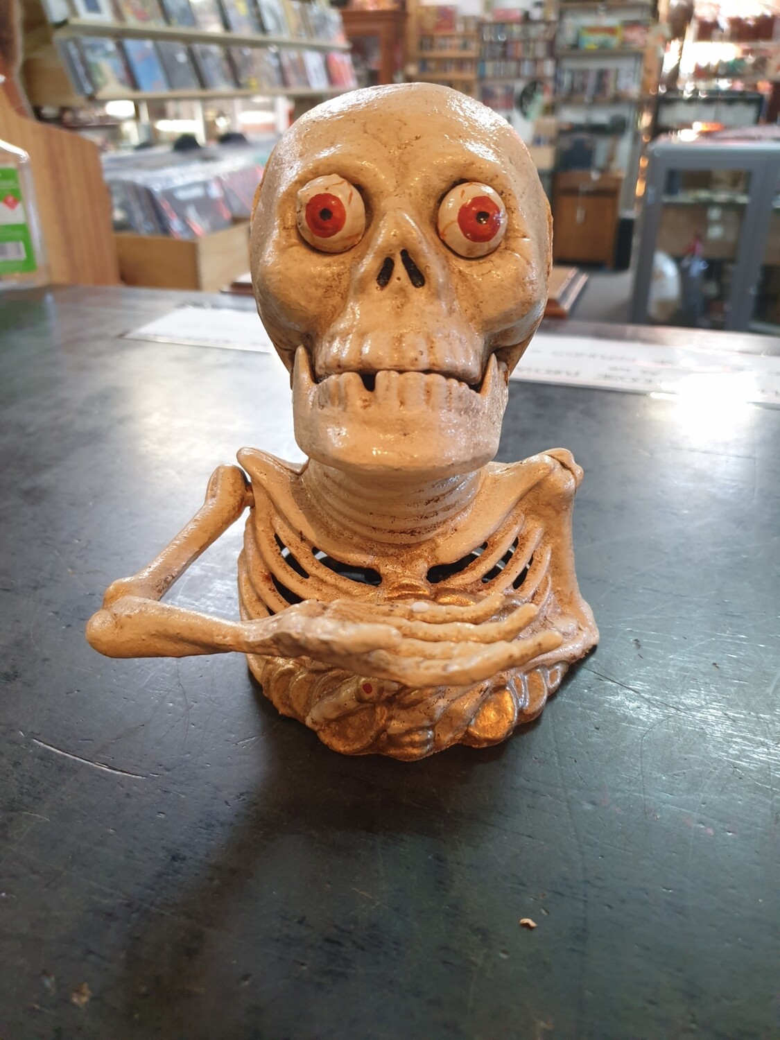 SKELETON CAST IRON MONEY BANK NEW