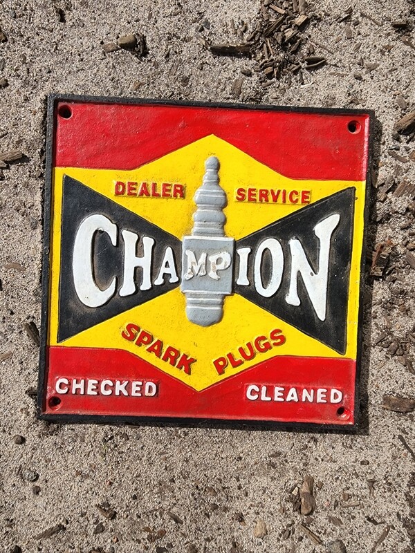 CHAMPION SPARK PLUGS CAST IRON SIGN