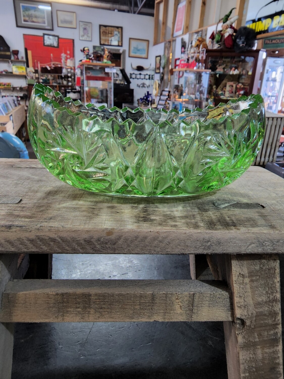 GREEN DEPRESSION GLASS BOWL