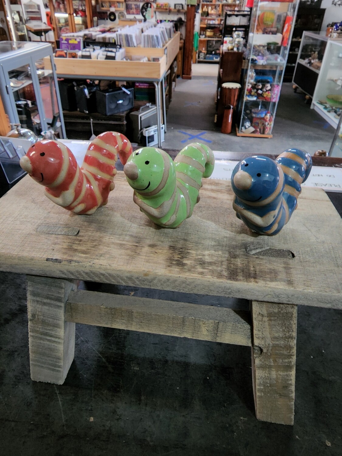 CERAMIC CATERPILLAR POT SITTERS SET OF 3