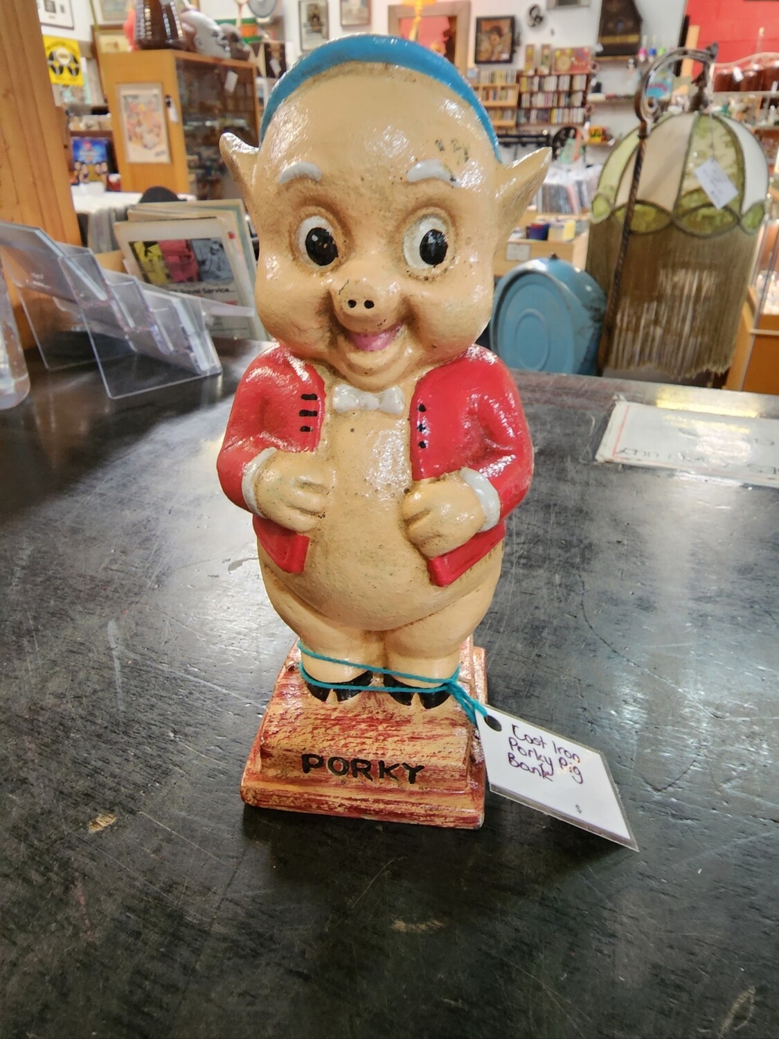 PORKY PIG CAST IRON BANK NEW