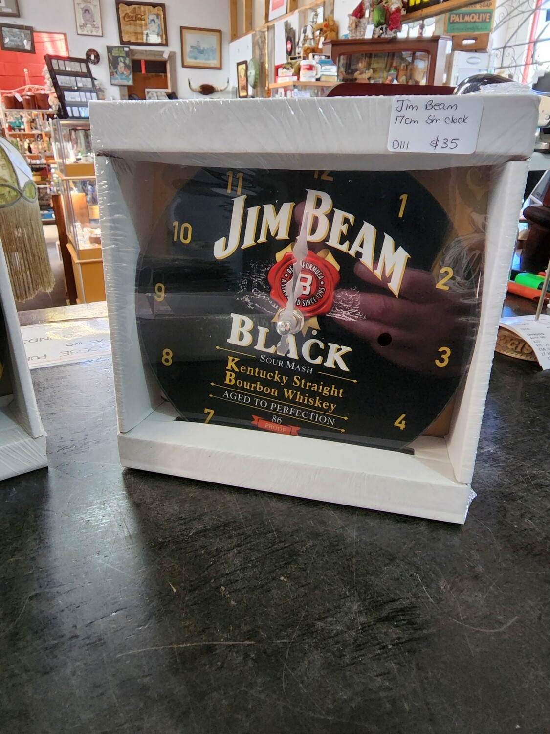 JIM BEAM GLASS CLOCK 17CM "NEW"