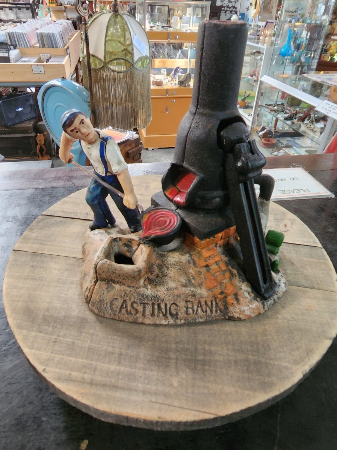 FURNACE CASTING CAST IRON MECHANICAL MONEY BANK