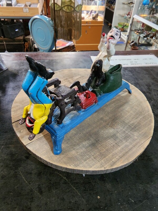 DENTIST CAST IRON MECHANICAL MONEY BANK