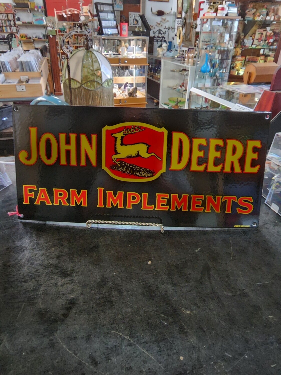 JOHN DEERE FARM IMPLEMENTS ENAMEL SIGN
