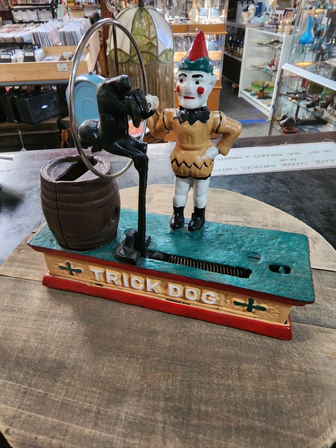 TRICK DOG CAST IRON MECHANICAL MONEY BANK