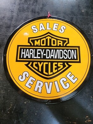 HARLEY DAVIDSON SALES SERVICE ENAMEL SIGN