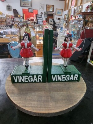 SKIPPING GIRL VINEGAR CAST IRON BOOKENDS WITH DRAWERS
