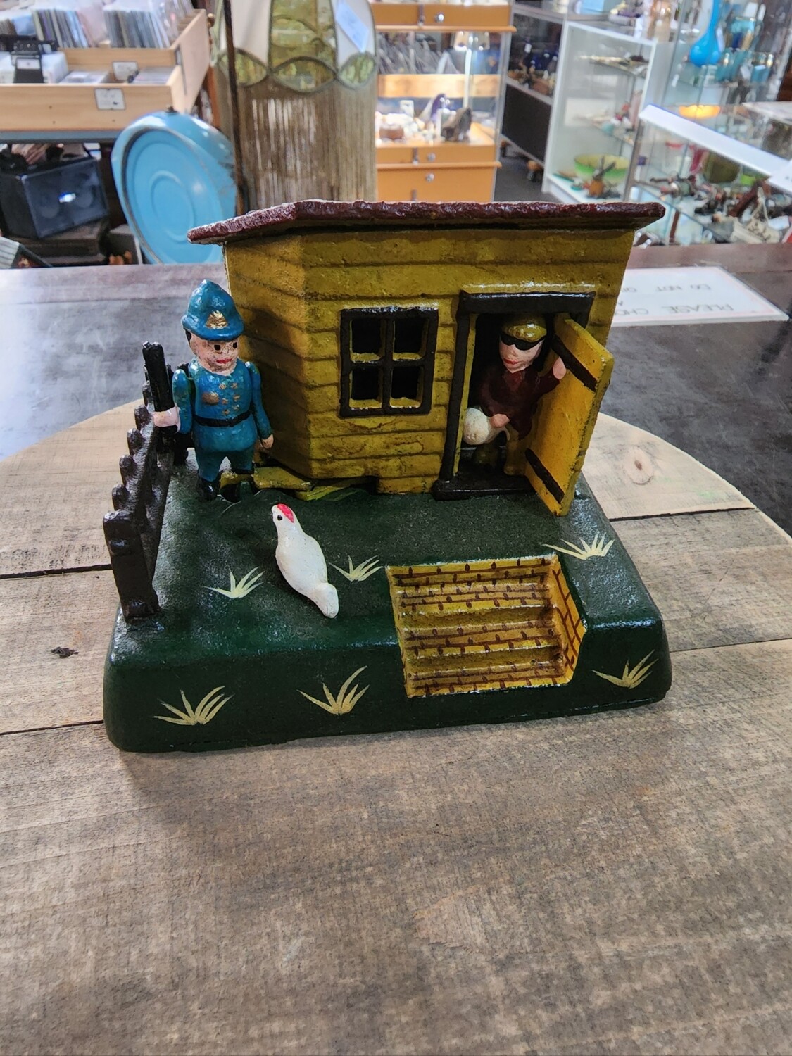 COP & THIEF CAST IRON MECHANICAL MONEY BANK