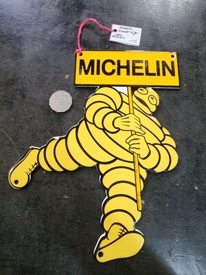 MICHELIN MAN WITH SIGN ENAMEL SIGN