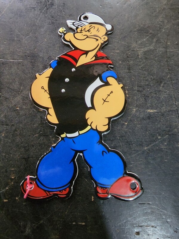 POPEYE ENAMEL PLAQUE (ARMS DOWN)
