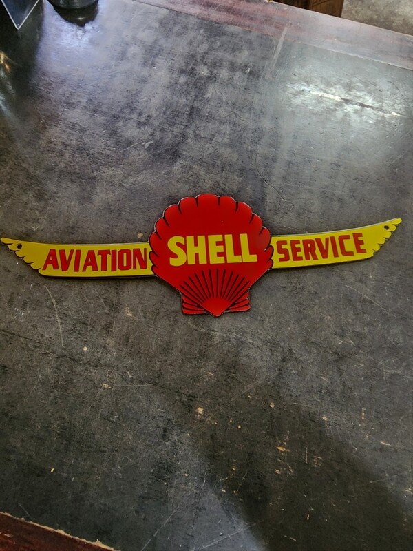 SHELL AVIATION SERVICE ENAMEL SIGN