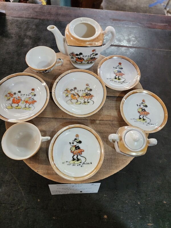 1930'S DISNEY MICKEY & MINNIE MOUSE 9 PIECE LUSTERWARE TEA SET JAPAN