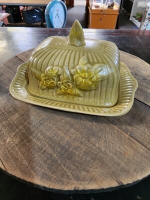 BUTTER DISH WITH LID CERAMIC ENGLISH FLORAL DESIGN