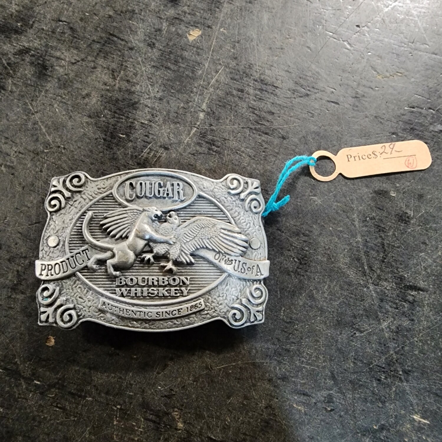 COUGAR BOURBON WHISKEY BELT BUCKLE