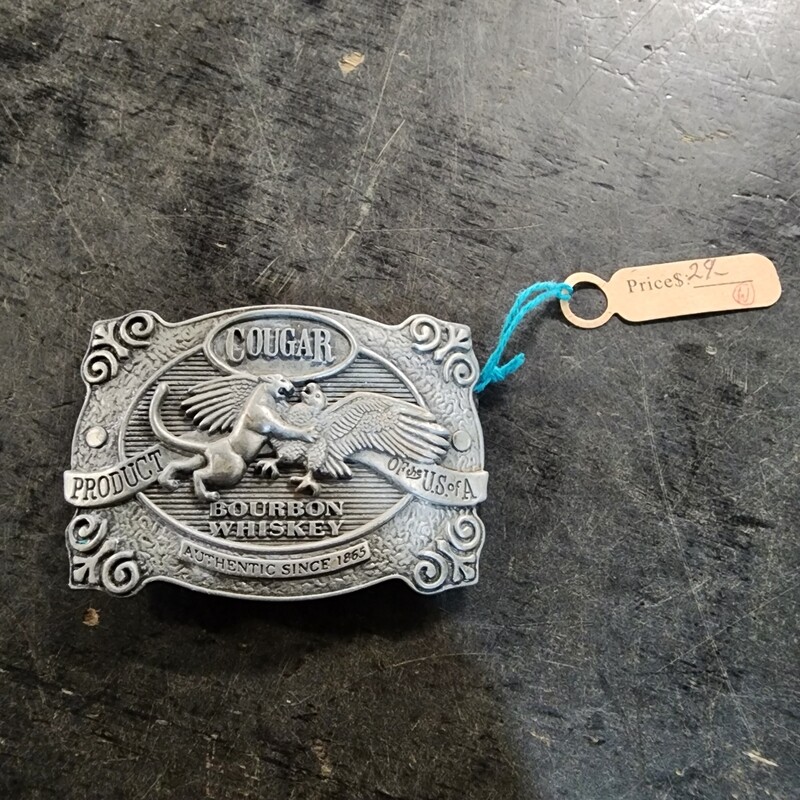 COUGAR BOURBON WHISKEY BELT BUCKLE