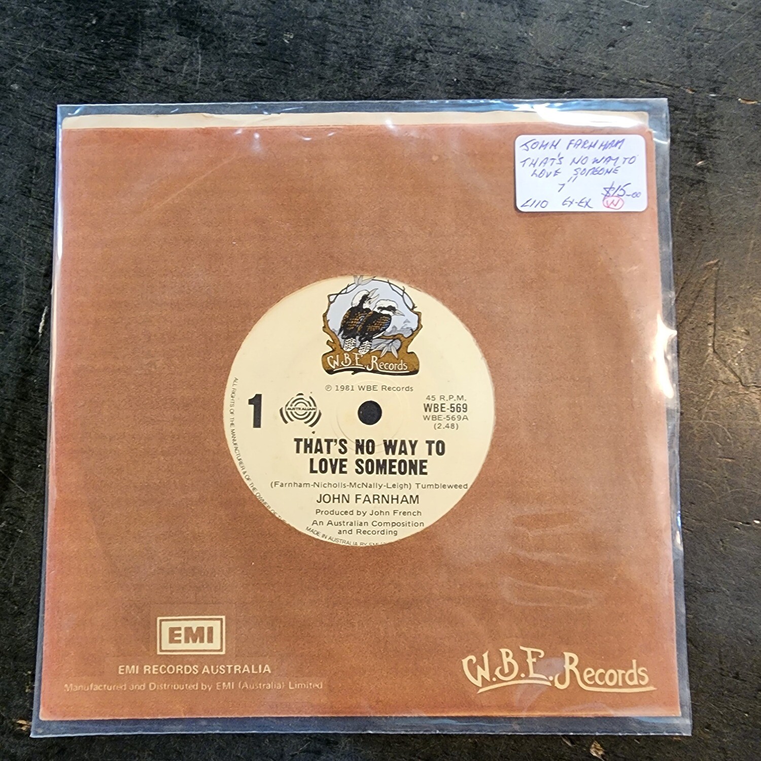 JOHN FARNHAM THAT'S NO WAY TO LOVE SOMEONE 7"SINGLE