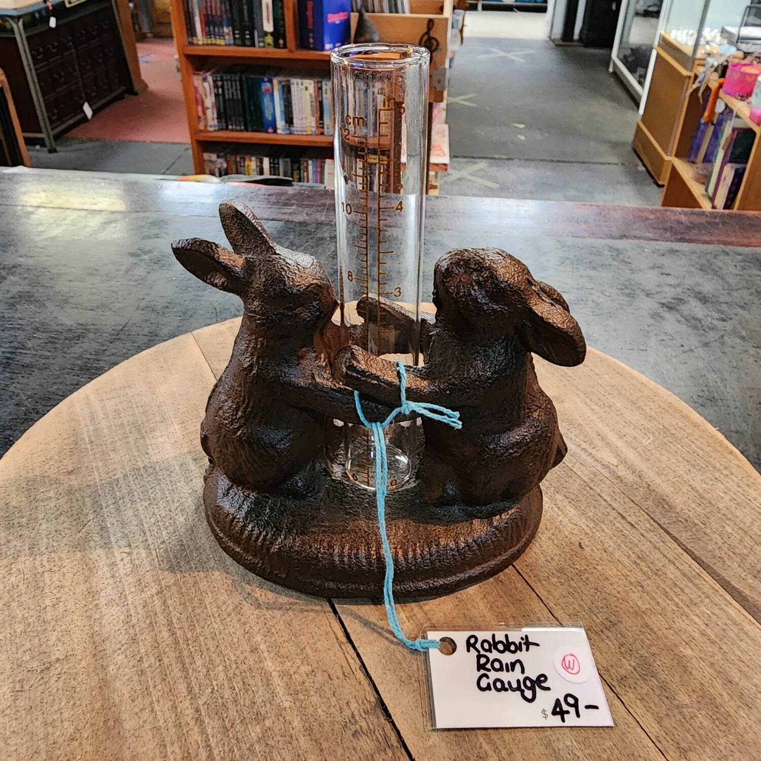 RABBITS CAST IRON RAIN GAUGE
