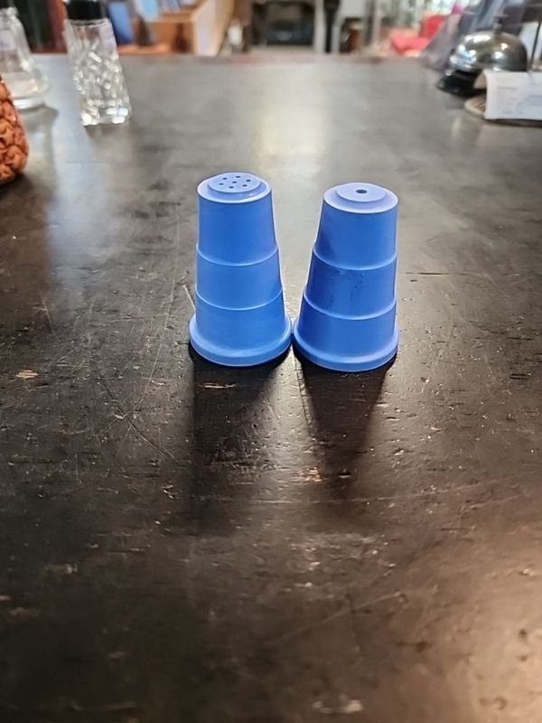 BLUE BAKELITE SALT & PEPPER SHAKERS
