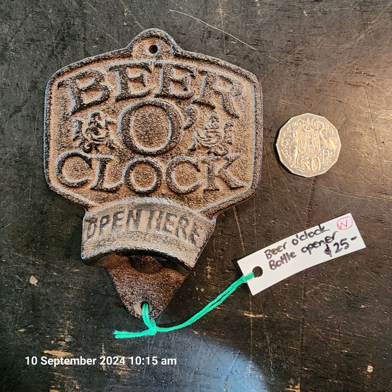 BEER O CLOCK CAST IRON BOTTLE OPENER