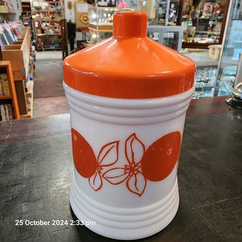 RETRO OPALINE MILK GLASS CANISTER