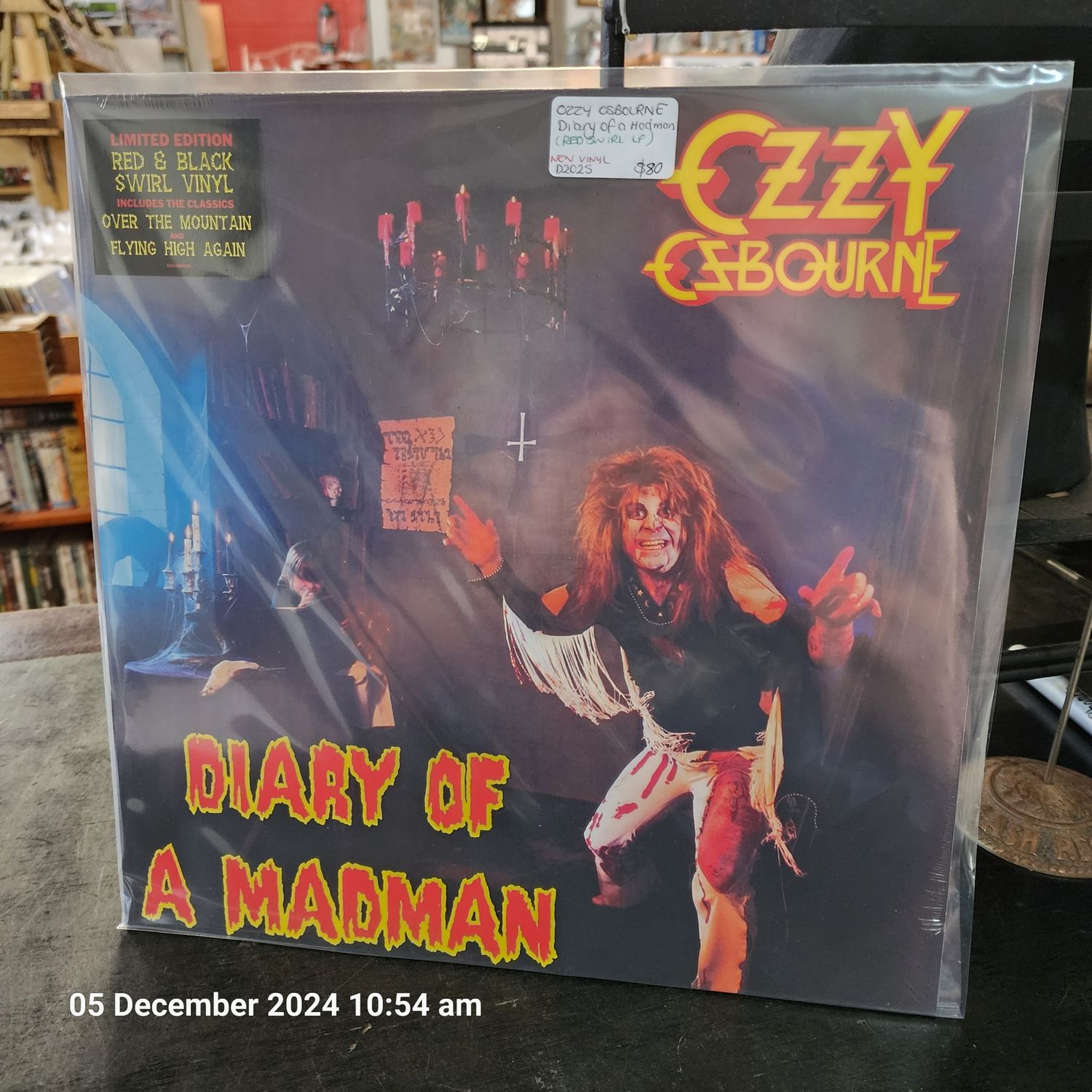 OZZY OSBOURNE  DIARY OF A MADMAN NEW RED &  BLACK SWIRL VINYL