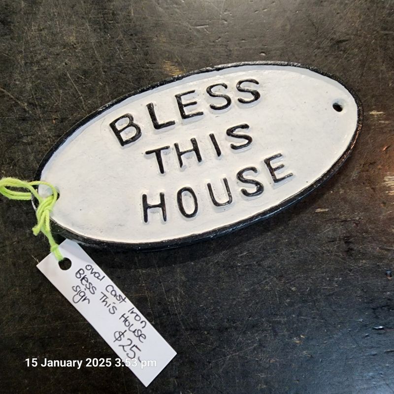 BLESS THIS HOUSE CAST IRON SIGN