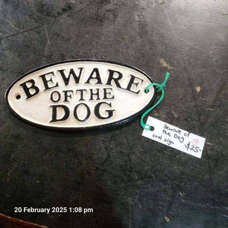BEWARE OF THE DOG CAST IRON SIGN