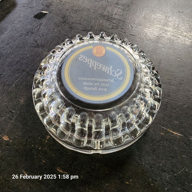 SCHWEPPES GLASS ASH TRAY