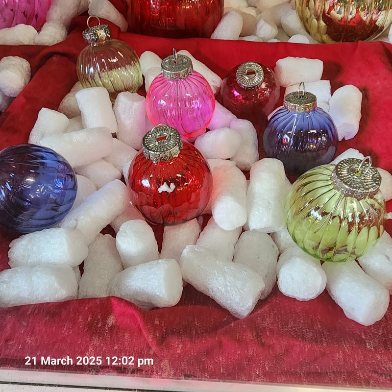 GLASS CHRISTMAS BAUBLES 2" SET OF 9 MIXED