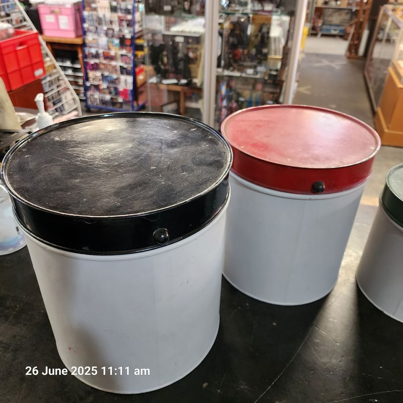 SET OF 5 METAL COLOURED TOP CANISTERS