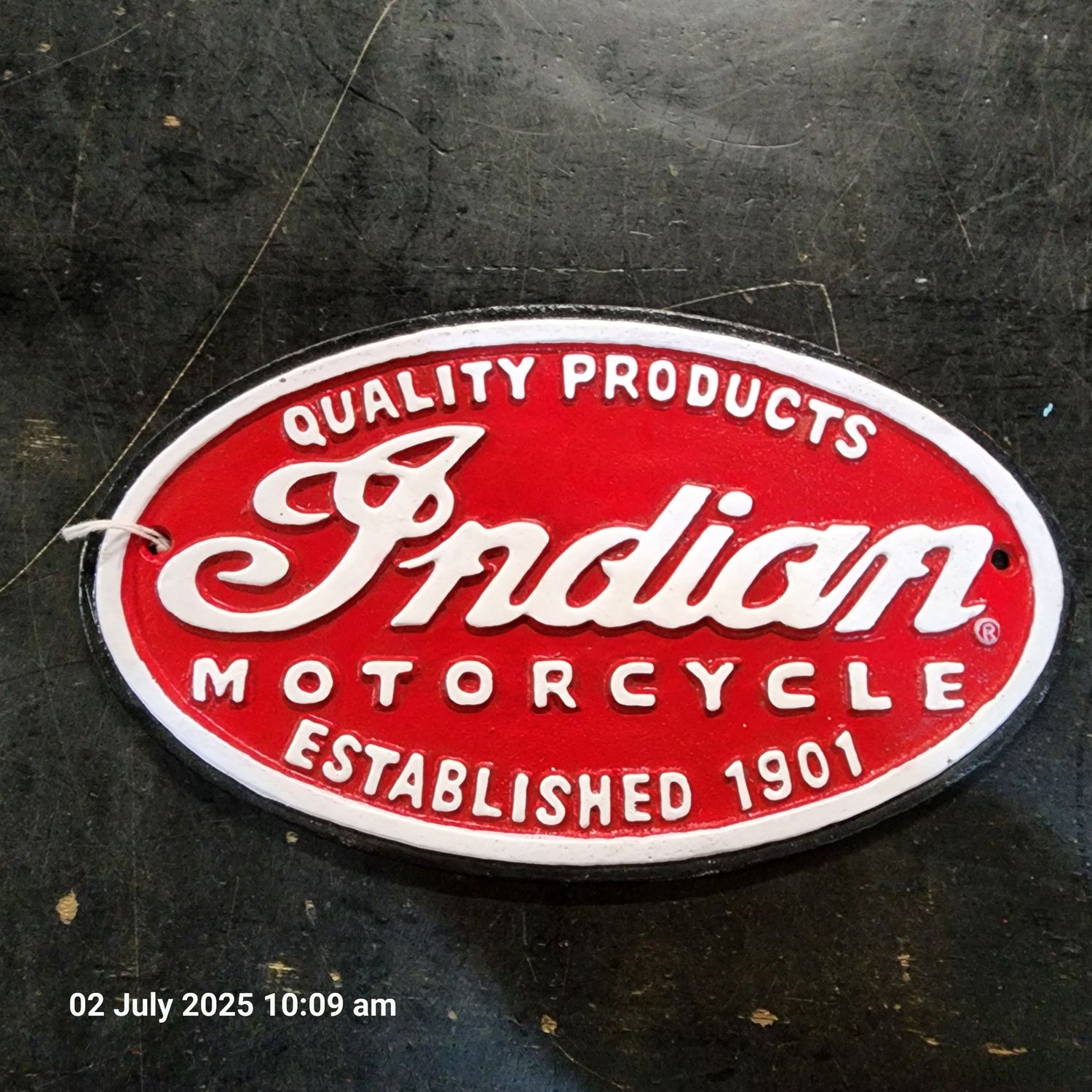 INDIAN MOTORCYCLE CAST IRON SIGN INDIAN MOTORCYCLE CAST IRON SIGN