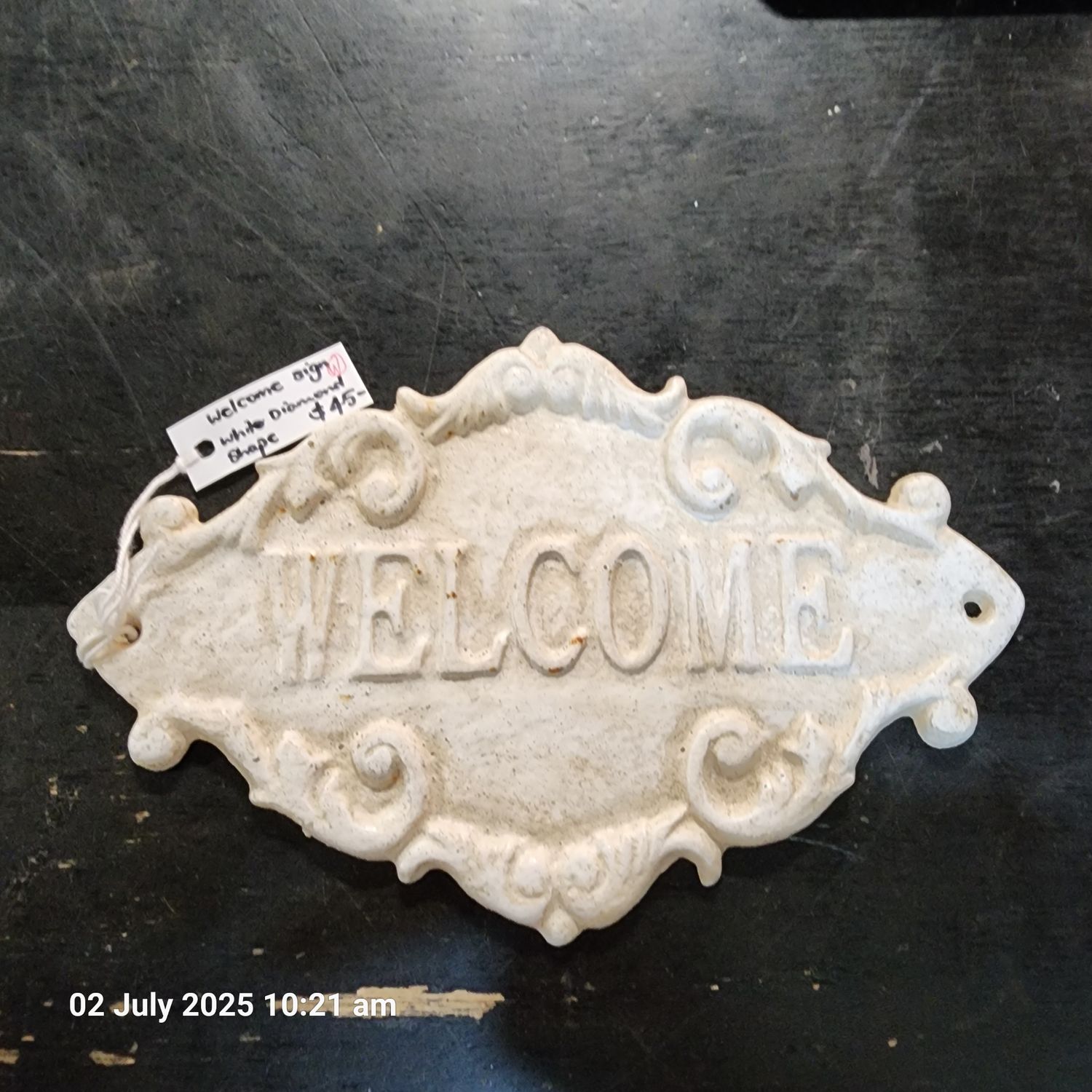 WELCOME CAST IRON SIGN WHITE WELCOME CAST IRON SIGN WHITE
