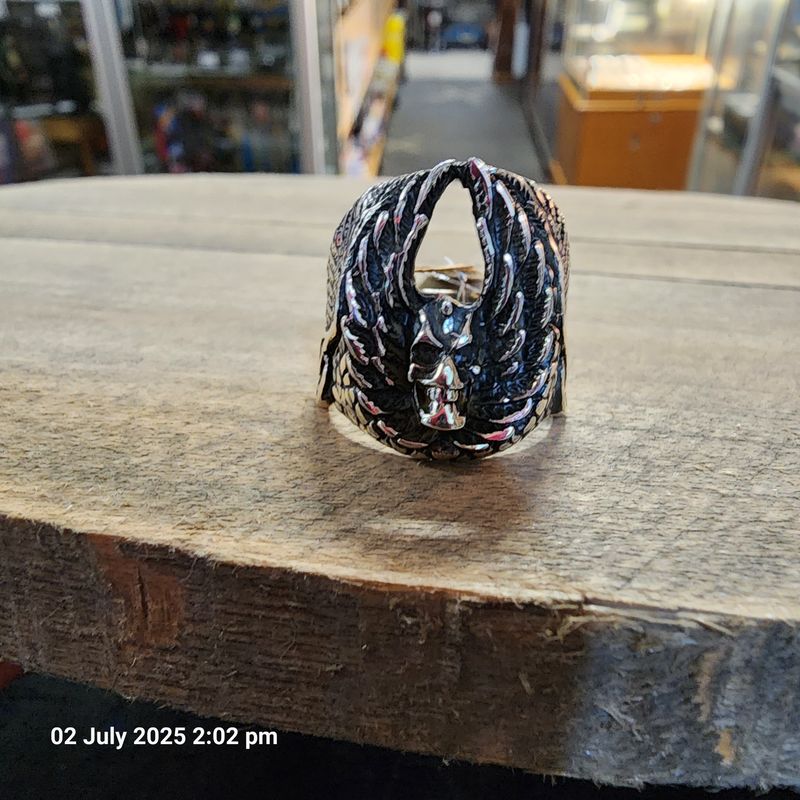 STERLING SILVER 925 MENS SKULL RING SIZE 12 NEW
