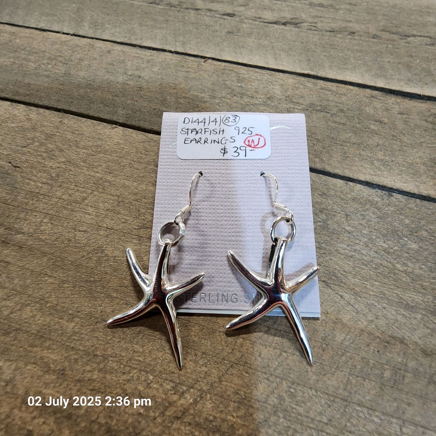STERLING SILVER 925 STARFISH EARRINGS NEW
