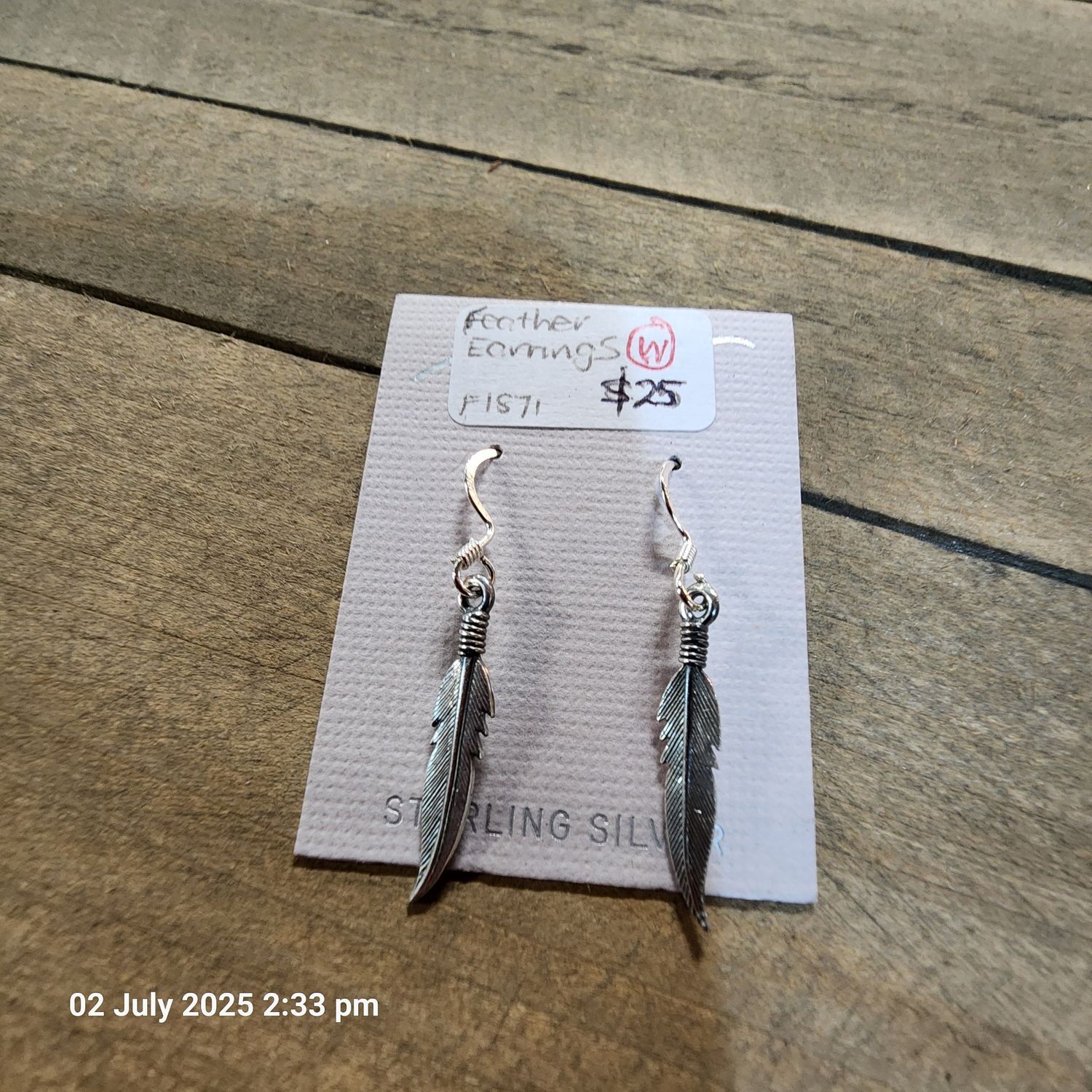 STERLING SILVER 925 FEATHER EARRINGS NEW