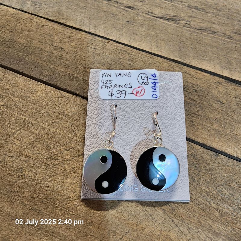STERLING SILVER 925 YIN YANG EARRINGS NEW